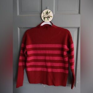 Red and Pink Striped Women's Sweater